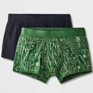 NWT Goodfellow & Co Comfort Boxer Trunks Black Green Men's Size Small 2 Pairs